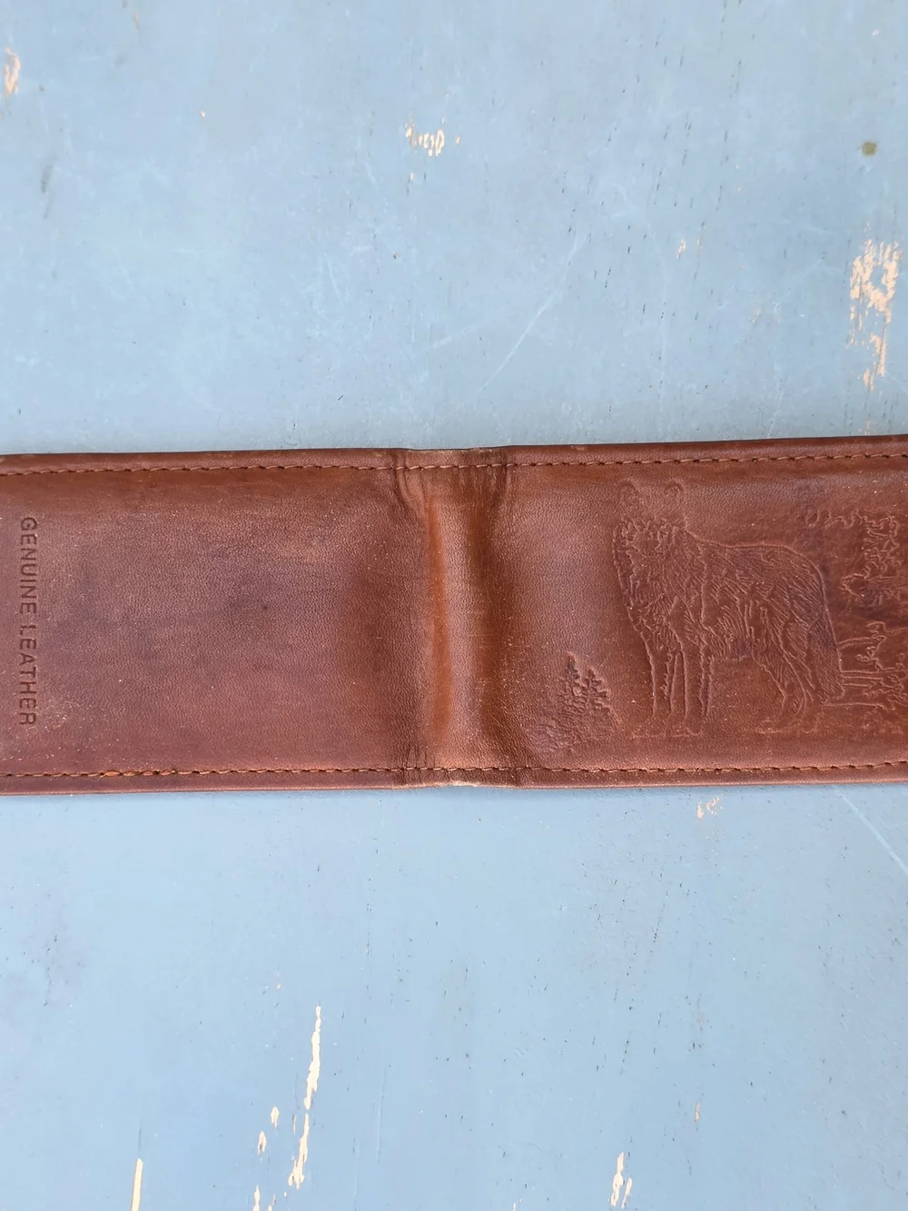 Genuine Leather Wolf Magnetic Money Clip Wallet